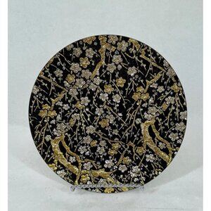 Vintage Kano Giyaman Lacquerware Decorative Asian Collectors Plate Black Gold